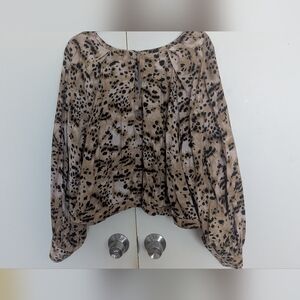 Banana Republic Animal Print Blouse - Black and Tan